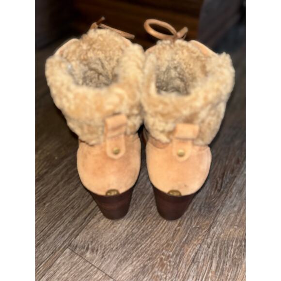 UGG size 9 Analise Lined Suede Sheepskin Chestnut Boots - Picture 4 of 12